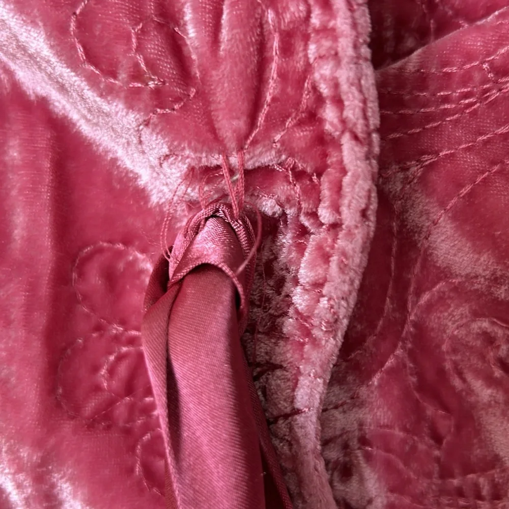 Vintage Old Navy Girls Pink Velvet Embroidered Blazer w/Bow Pockets Split Cuff L